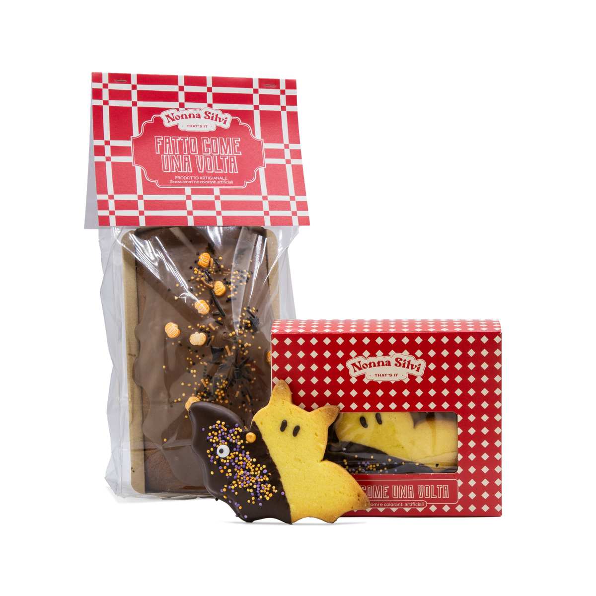 Box di Halloween Nonna Silvi: plumcake alla zucca e nocciola e biscotti pipistrelli